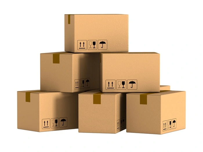 Industrial boxes made from cardboard for product storage and transport